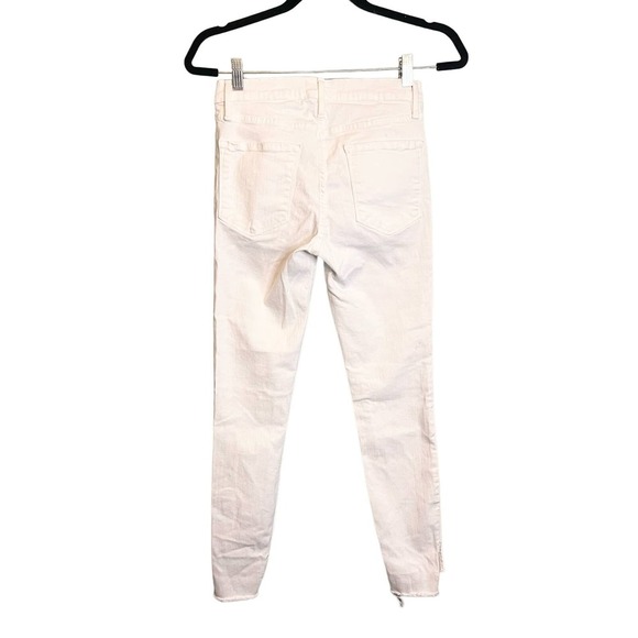 Frame Le Skinny De Jeanne White Denim Raw Hem Mid Rise Skinny Jeans Size 28 - Picture 2 of 16